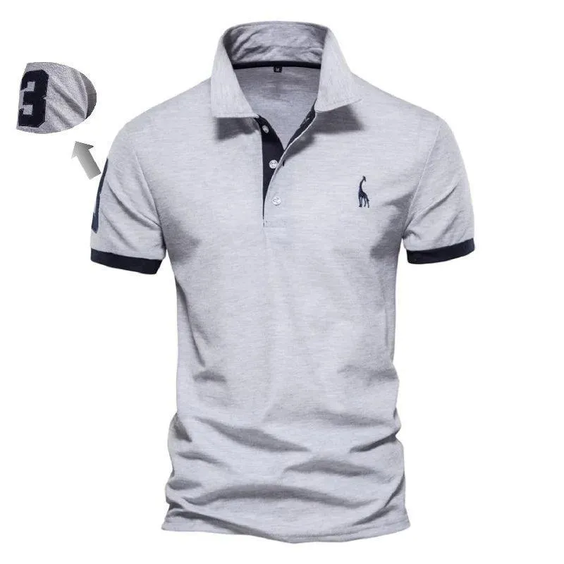 AIOPESON Embroidered Cotton Polo Shirts: Stylish Slim Fit Men's Polos