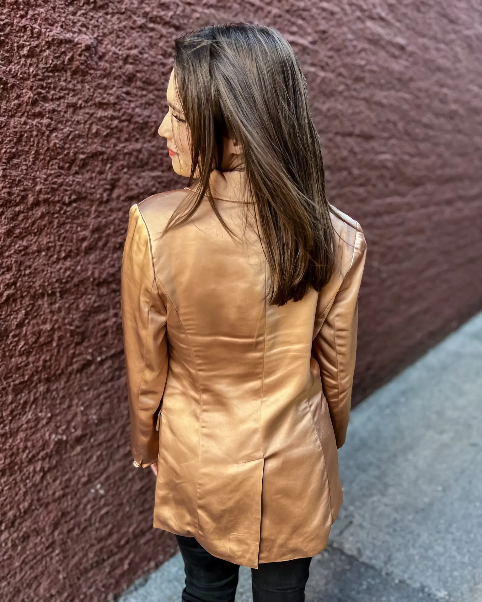 Almond Satin Blazer