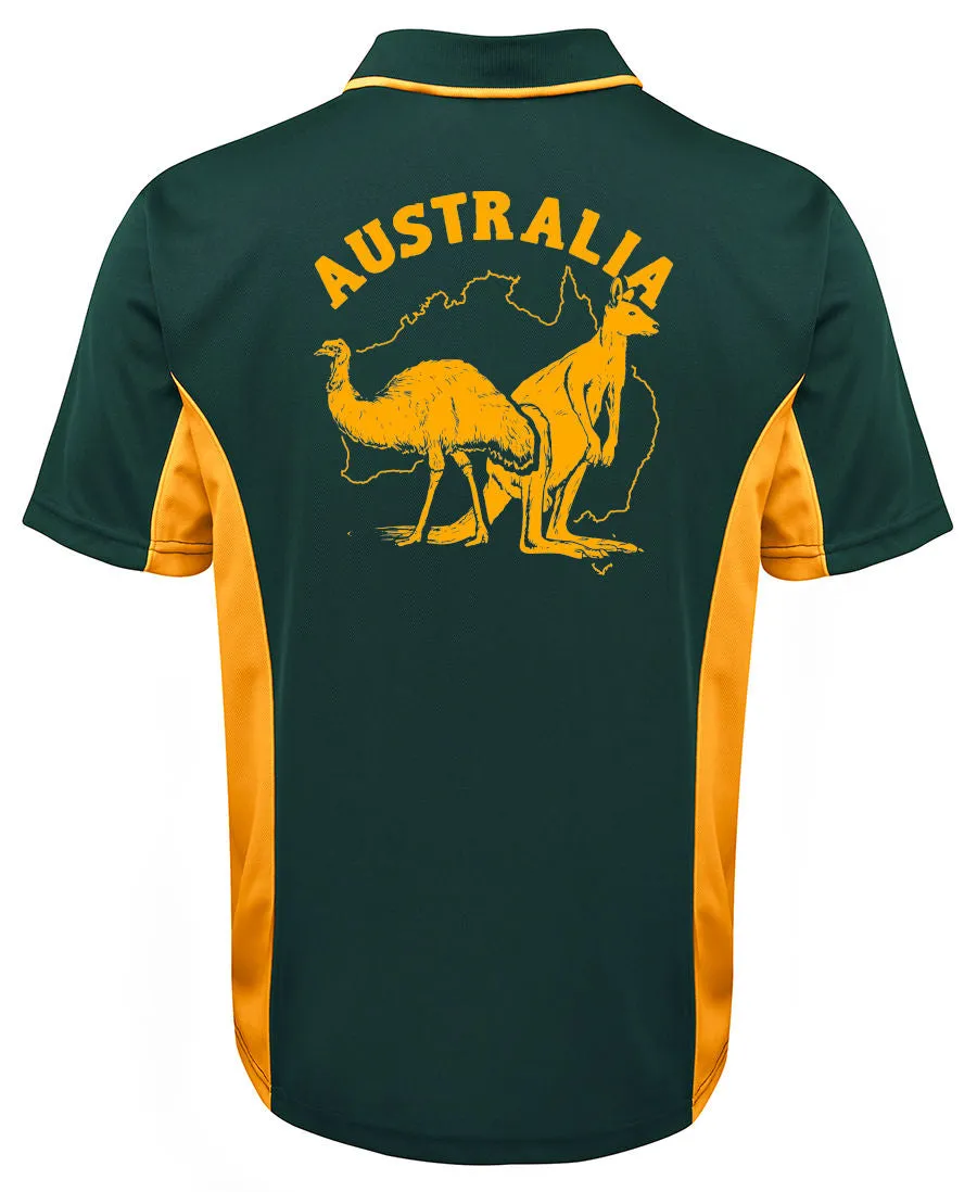 Australia Kangaroo and Emu Polo (Green with Gold Sides)