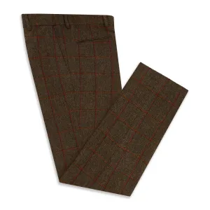 Barney Green Rust Windowpane Tweed Trouser