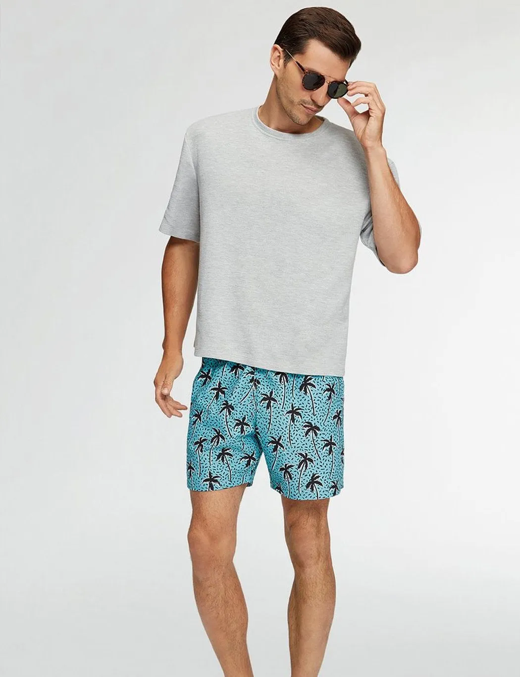 Boardies Flair Palm Swim Shorts (Mid-Length) - Blue