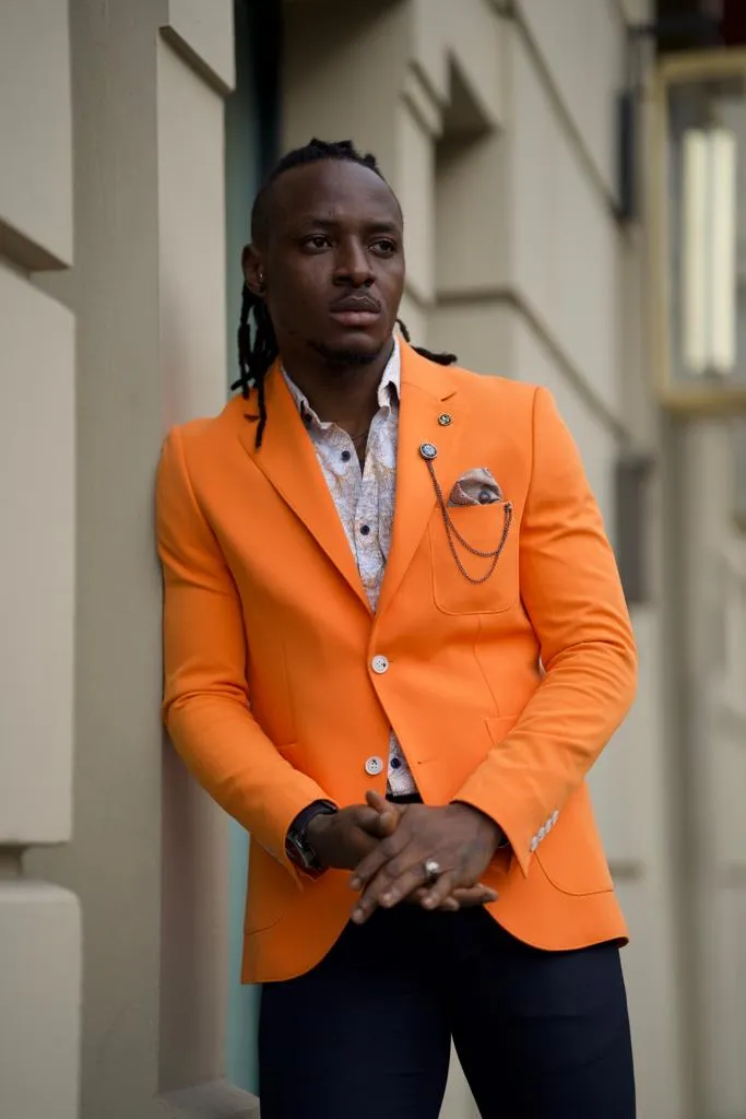 Bojoni Diamond Shagori Orange Slim Fit  Blazer