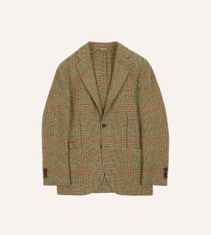 Brown, Green and Blue Houndstooth Check Tweed Blazer