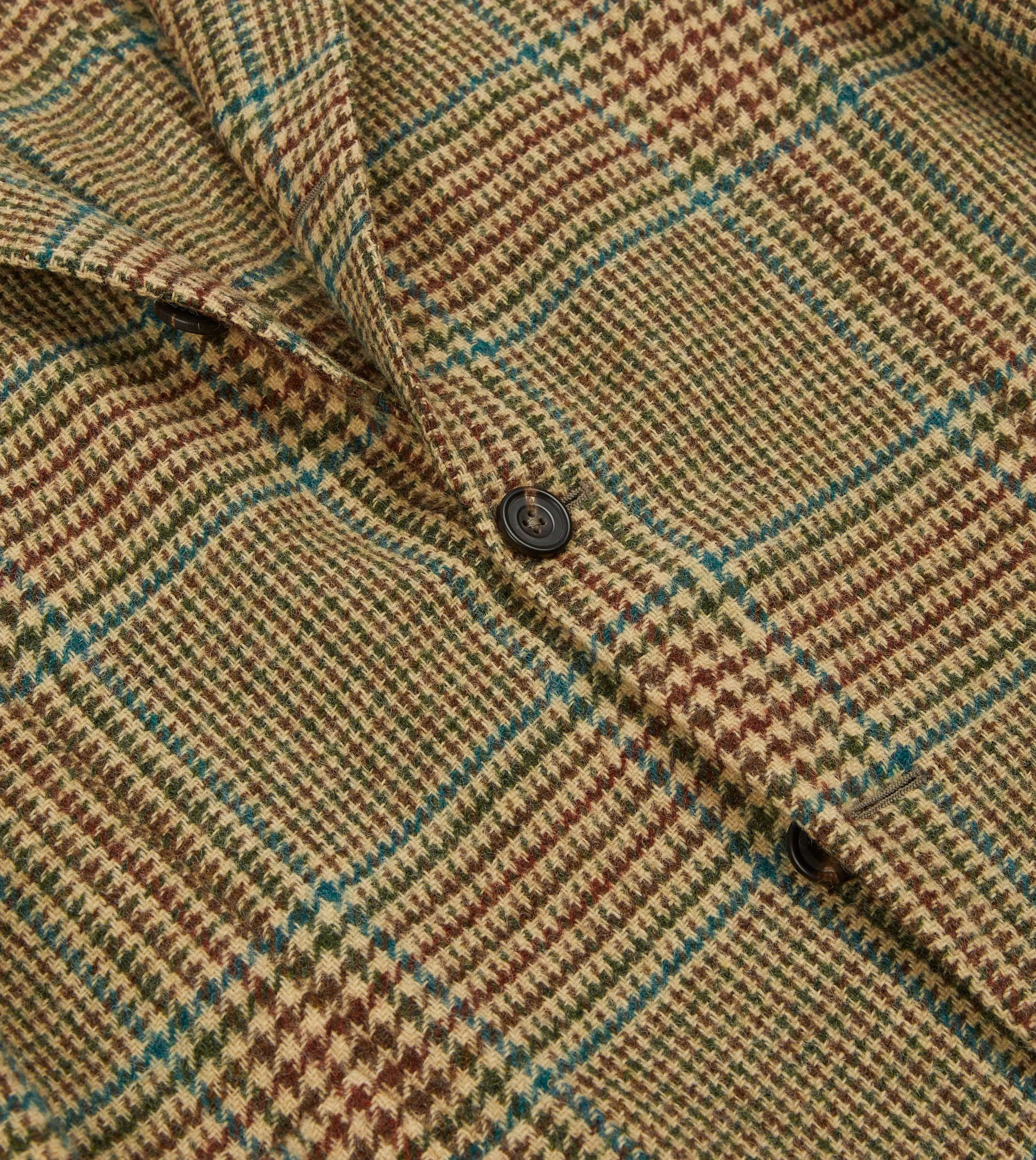 Brown, Green and Blue Houndstooth Check Tweed Blazer