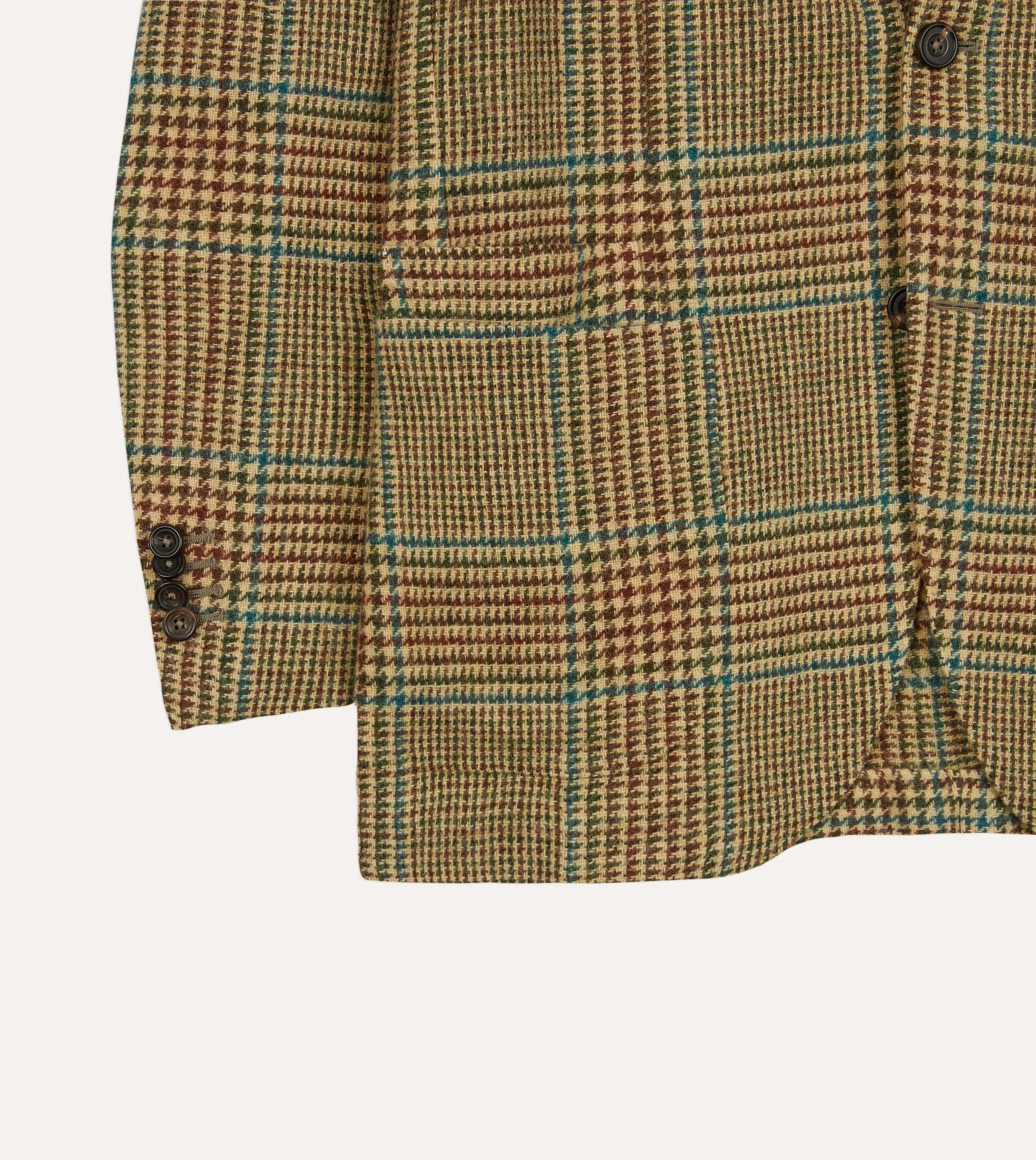 Brown, Green and Blue Houndstooth Check Tweed Blazer