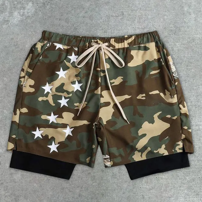 Camouflage Print Quick Dry Sports Gym Shorts