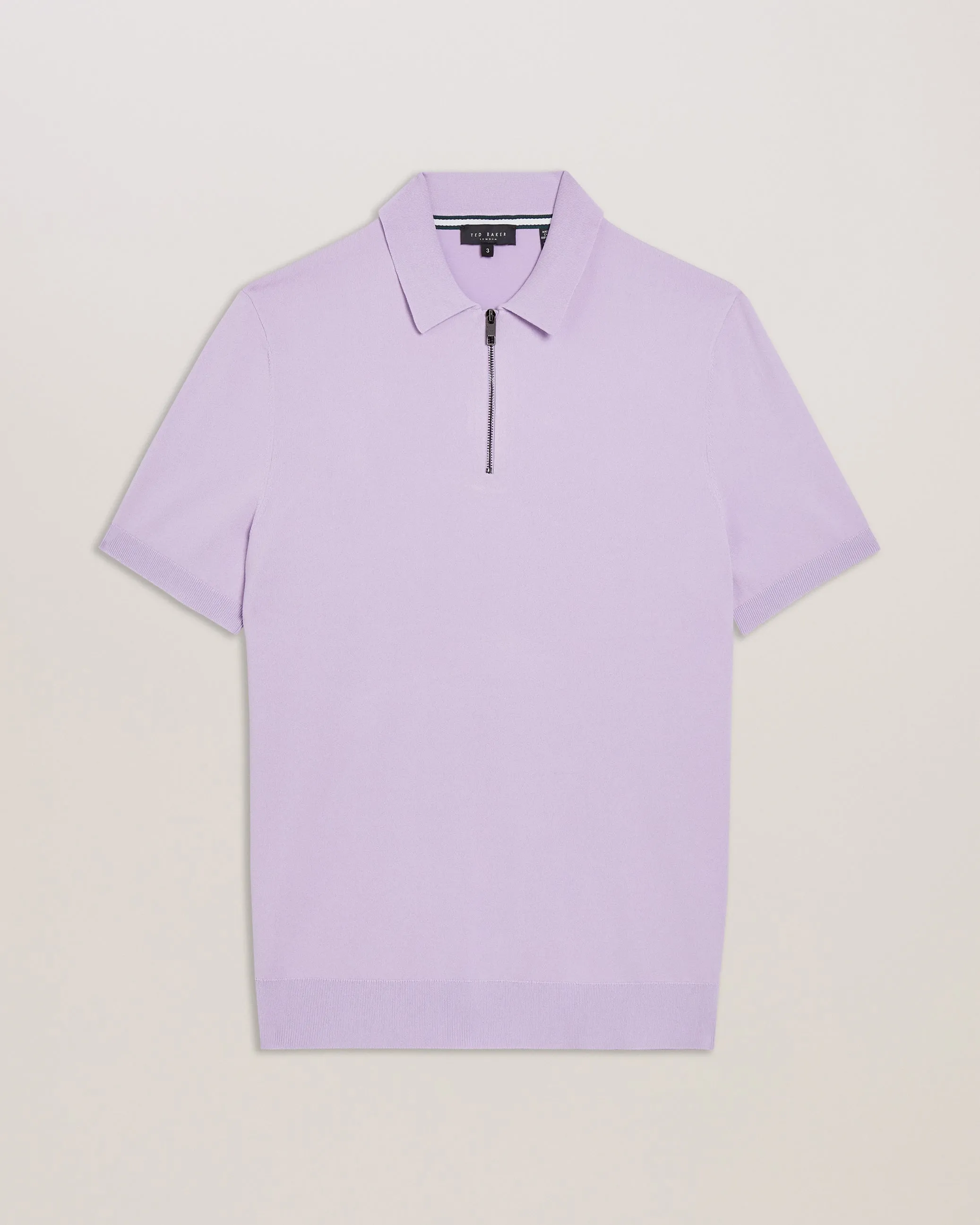 Daldin Short Sleeve Rayon Zip Polo Shirt Lilac