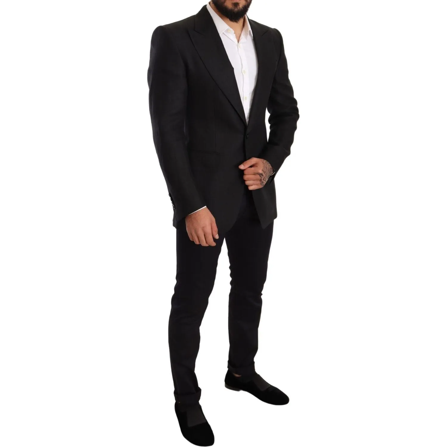 Dolce & Gabbana Elegant Slim Fit Black Linen Blazer