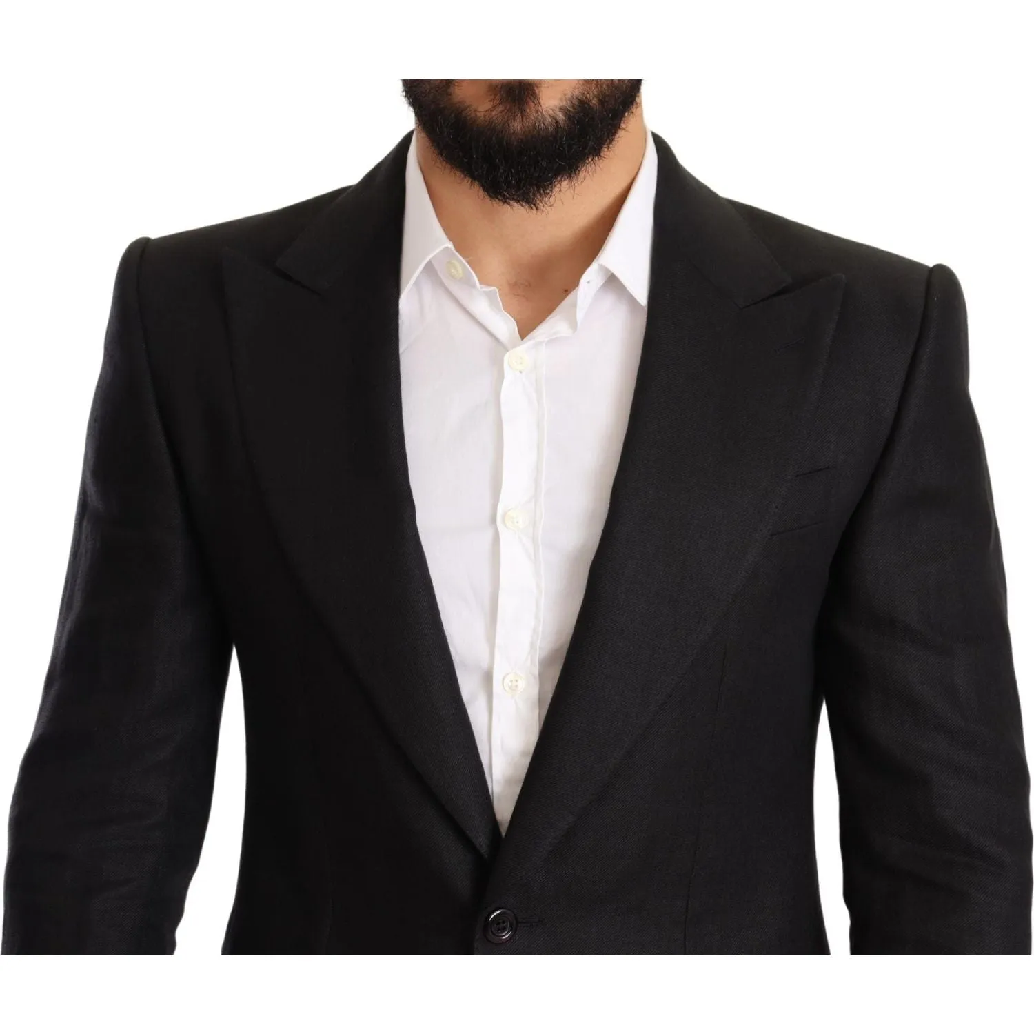 Dolce & Gabbana Elegant Slim Fit Black Linen Blazer