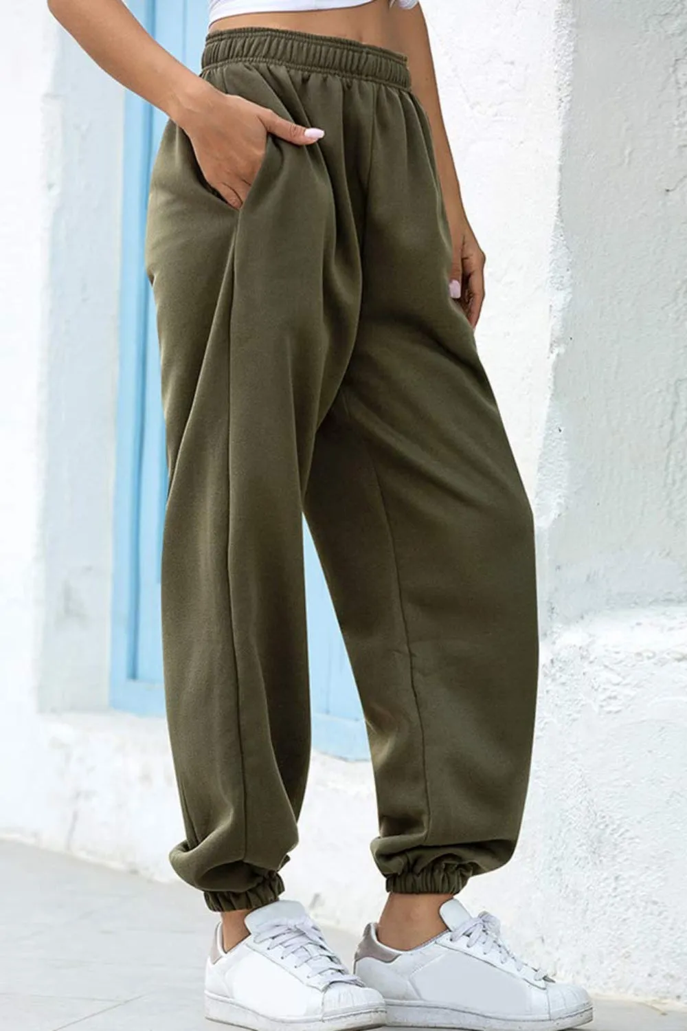 Elastic Waist Joggers with Pockets