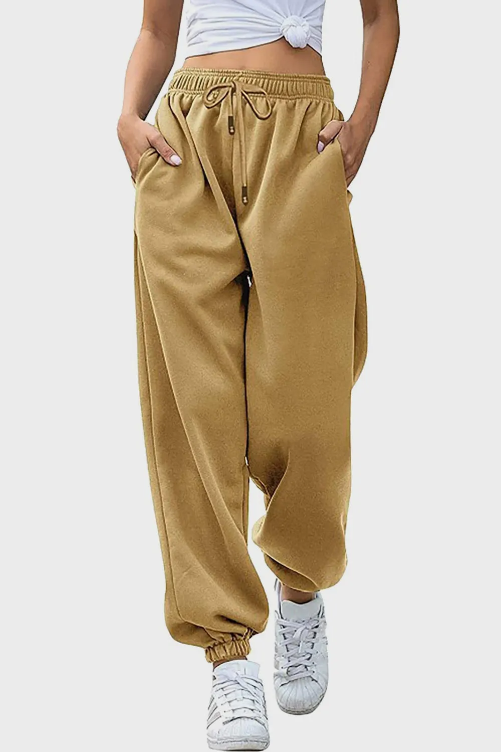 Elastic Waist Joggers with Pockets