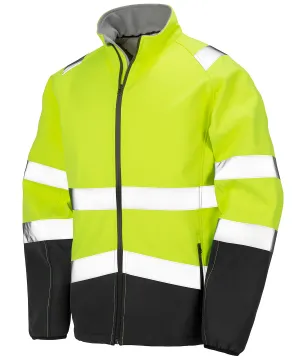 Fluorescent Yellow/Black - Printable safety softshell jacket