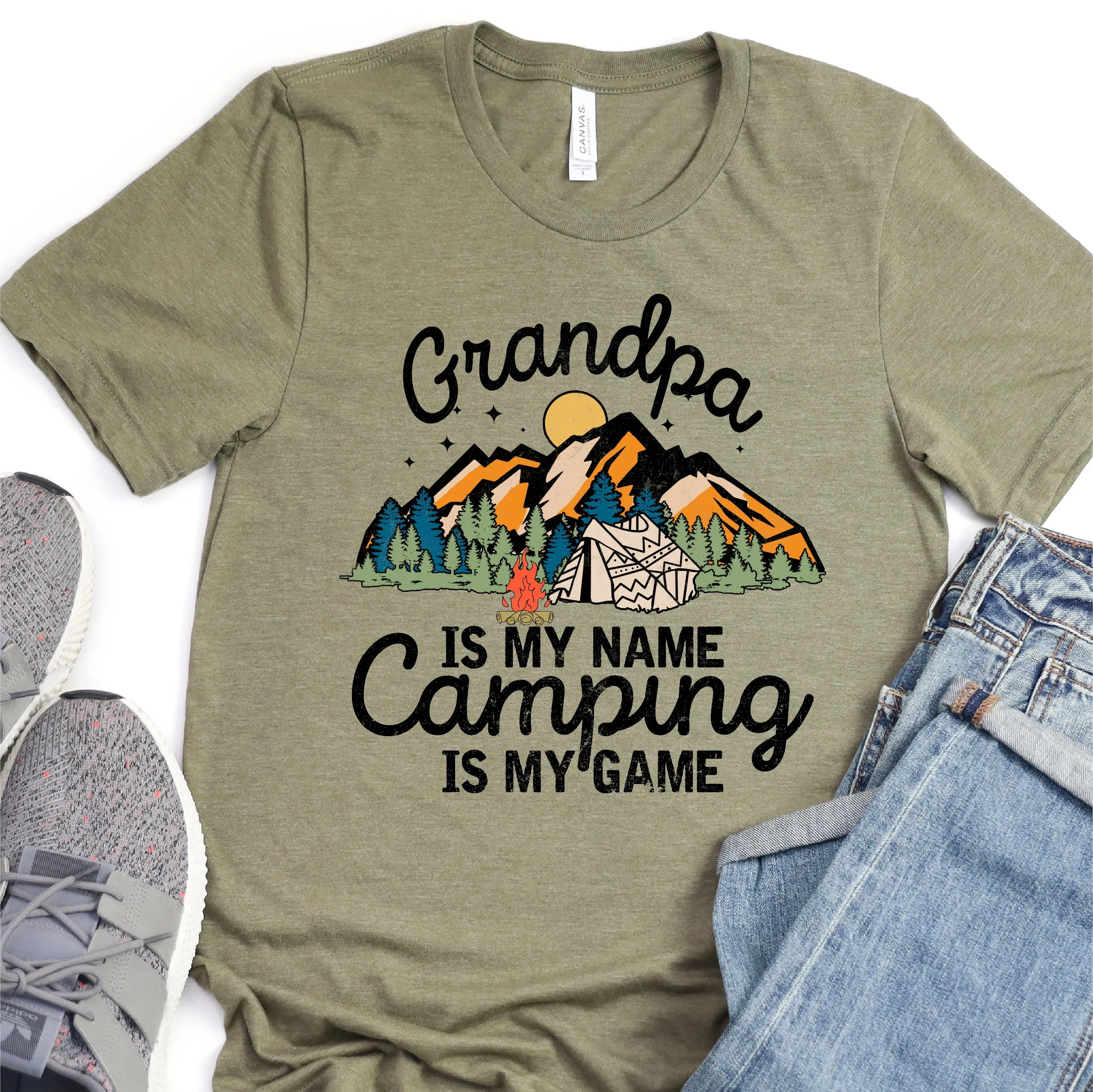 Grandpa Is My Name, Camping Is My Game - Father's Day Graphic T-Shirt -  T-shirt T-Shirt For Dad