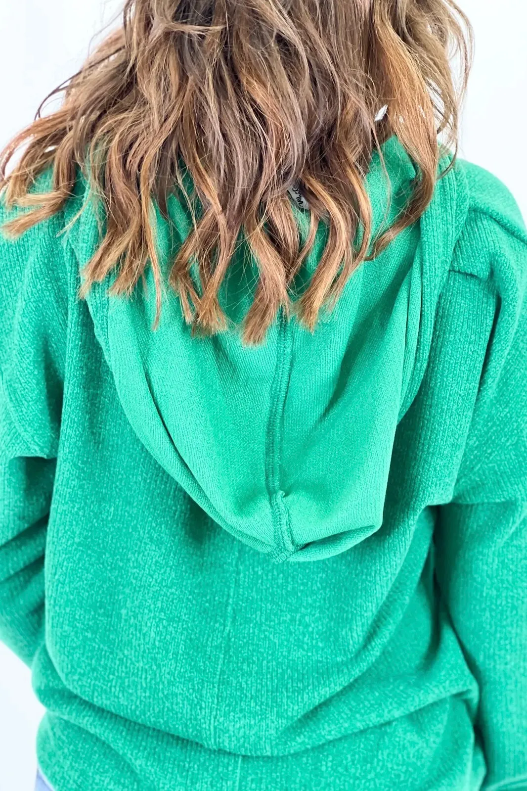 Green Long Sleeve Hooded Sweater