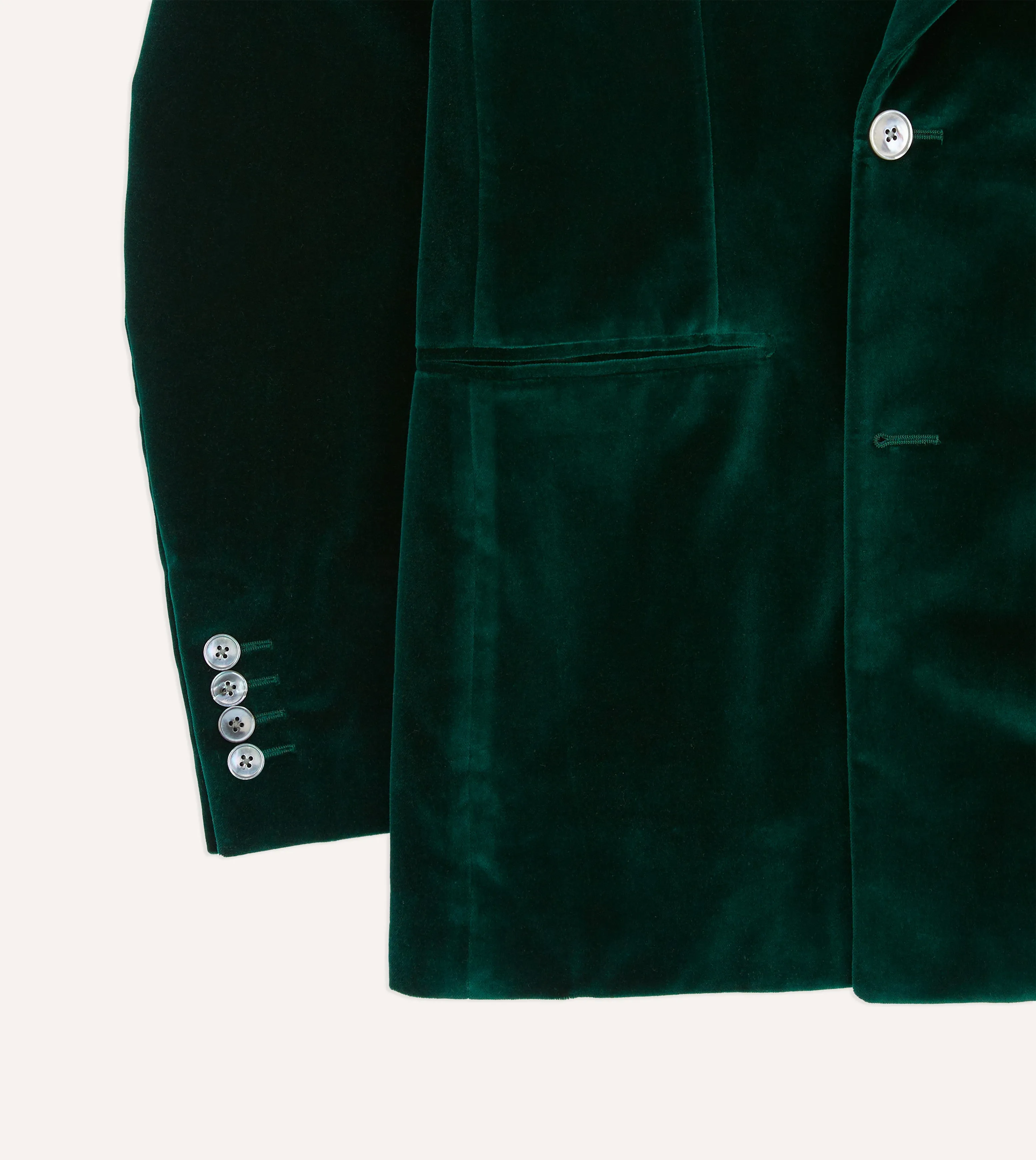 Green Velvet Double-Breasted Tailored Jacket