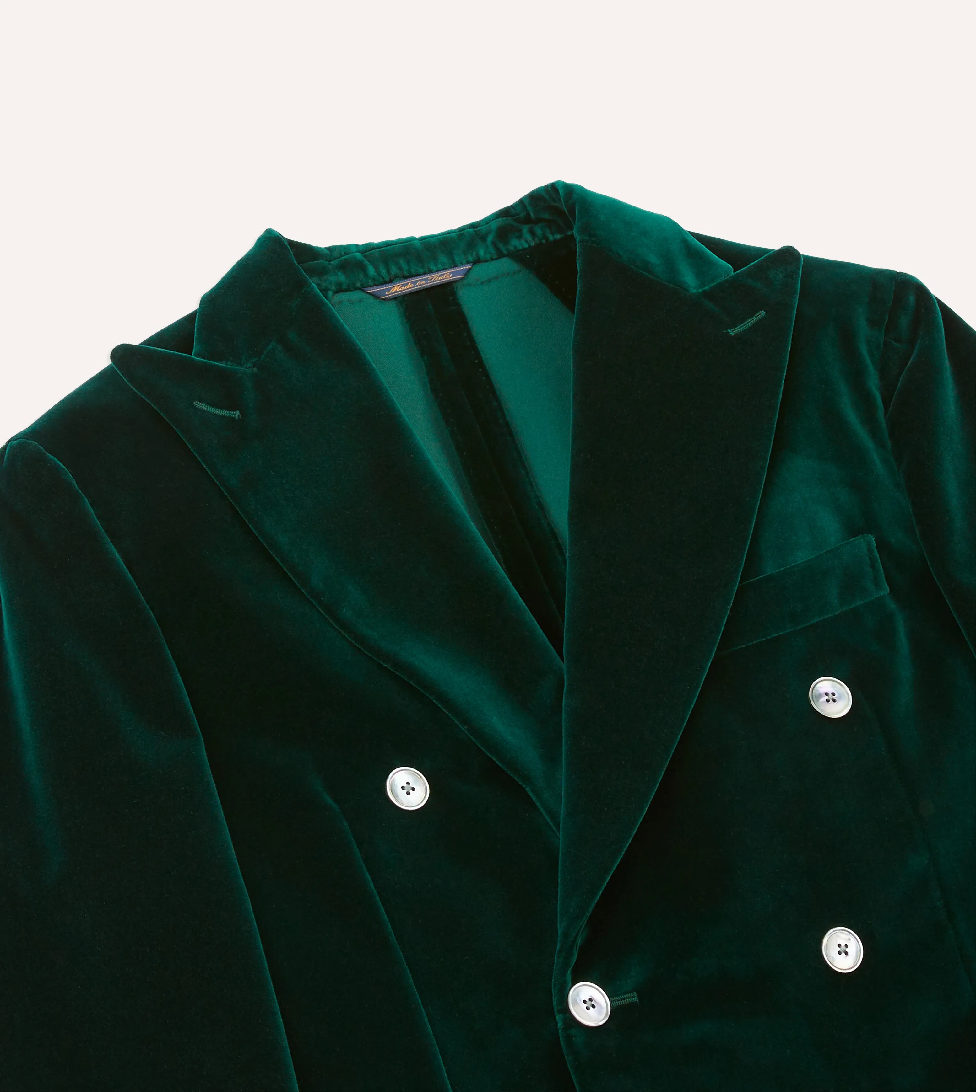 Green Velvet Double-Breasted Tailored Jacket