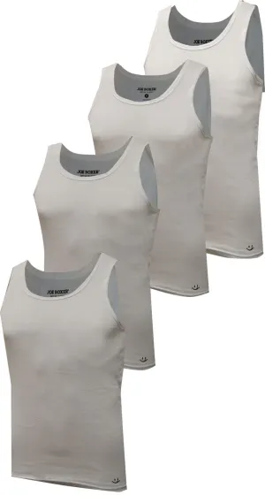 Joe Boxer White Cotton Rib 4 Pack Tank Tops