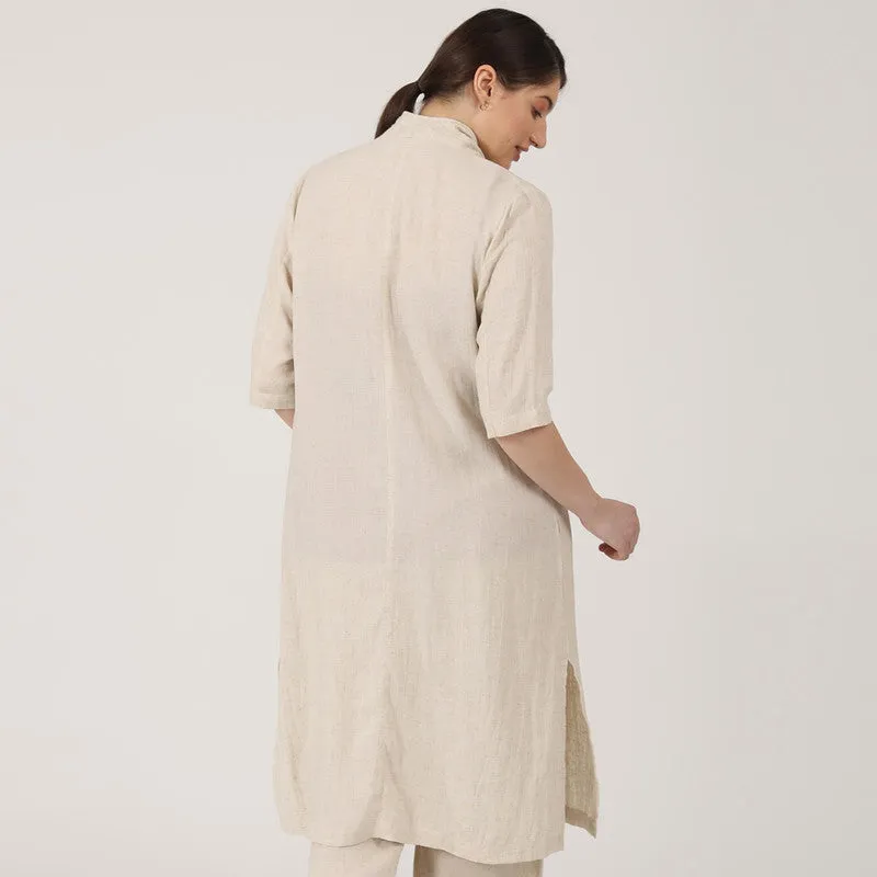 Linen Shirt Tunic for Women | Beige