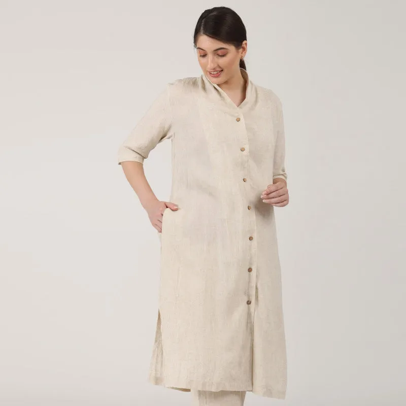 Linen Shirt Tunic for Women | Beige