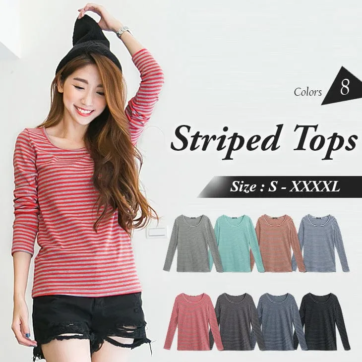 LONG-SLEEVED STRIPED TOPS