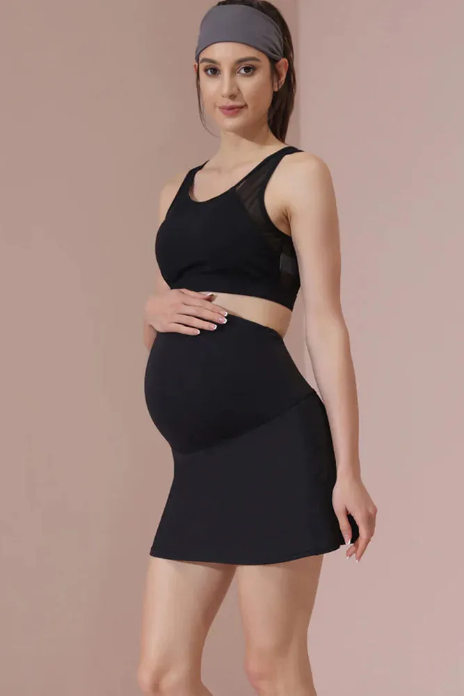 Maacie Maternity Tennis Skirts Quick-Dry Sports A-Line Skirt with Pockets