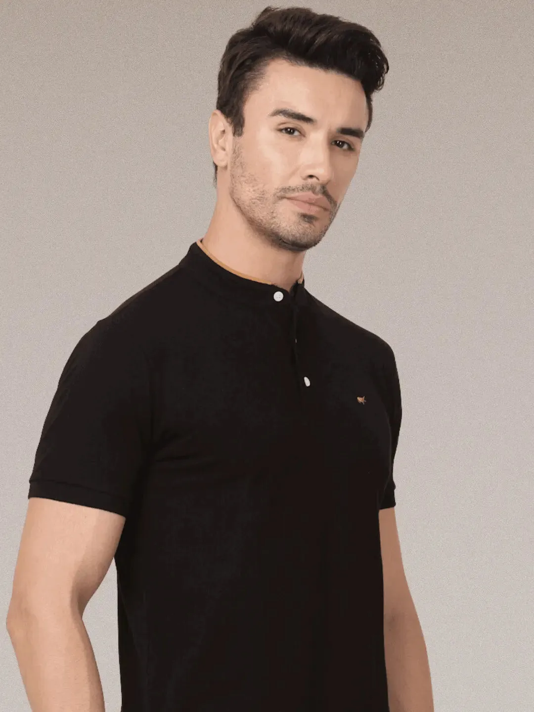 Mandarin Collar Polo Shirt