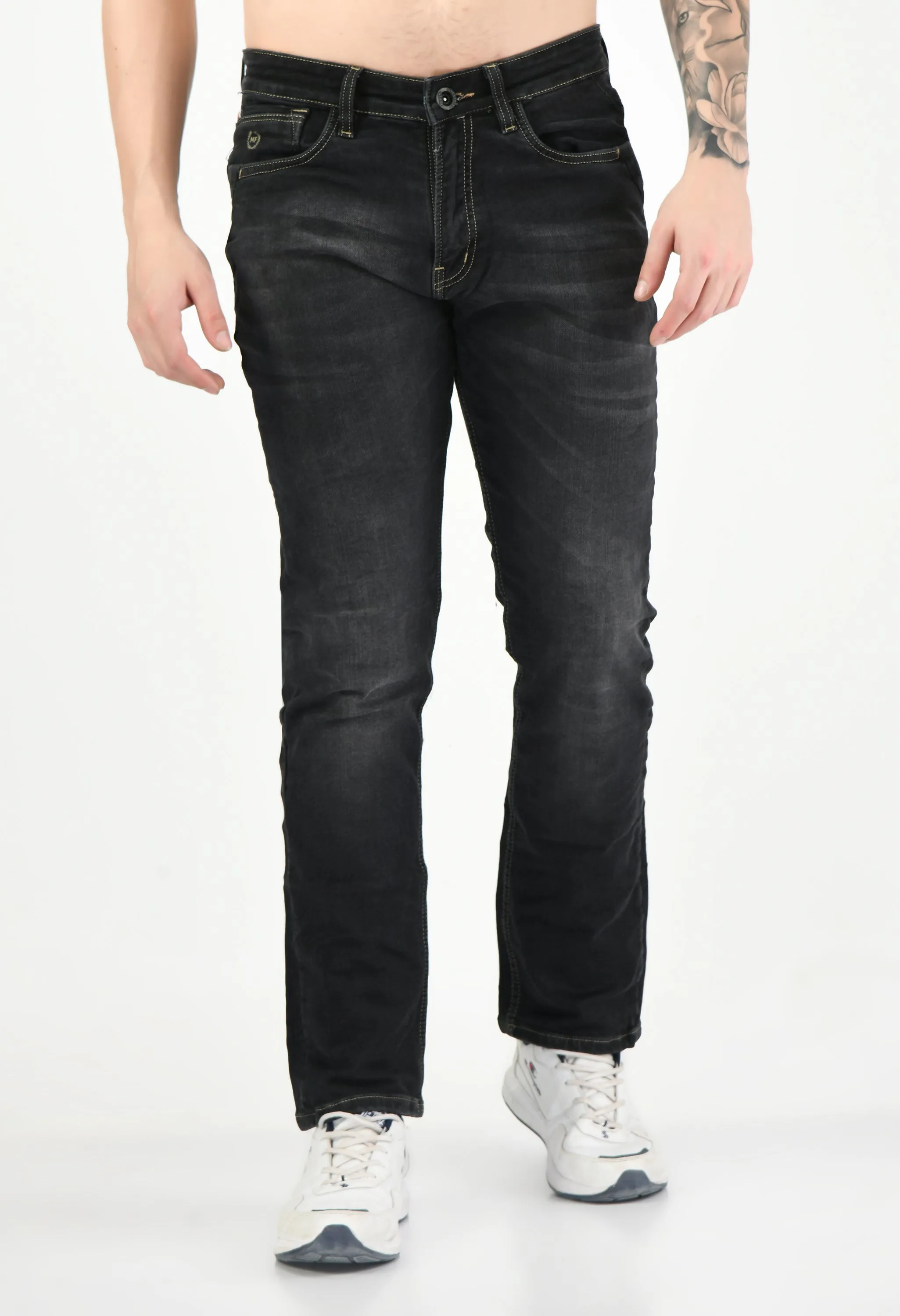 Men's Grey Black Slim Fit Denim Jeans