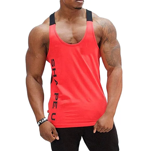 Men's Muscle Sleeveless Tank Top Tee Shirt Breathable Bodybuilding Sport Fitness Vest gym vest fitness men workout Singlet Shirt