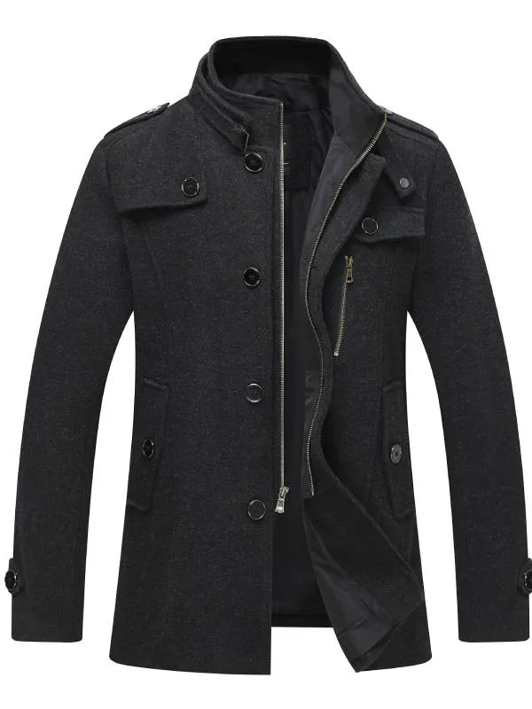 Men's Wool Blend Pea Coat Winter Jackets