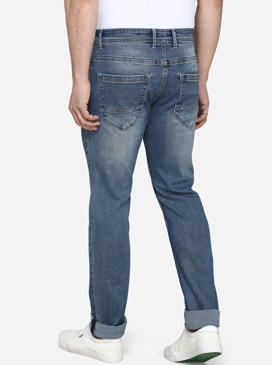 Mid Blue Washed Slim Fit Jeans | JadeBlue