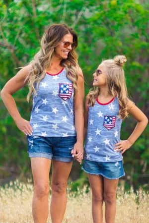 Mom & Me - Patriotic Sequin Pocket Tank Top