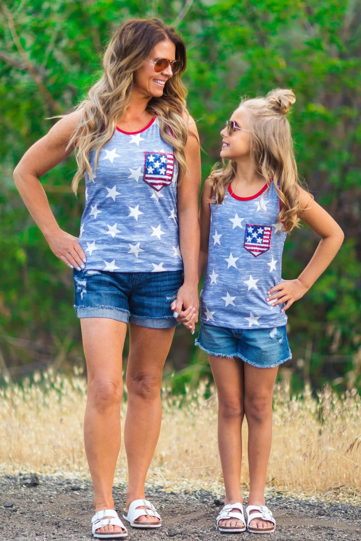 Mom & Me - Patriotic Sequin Pocket Tank Top