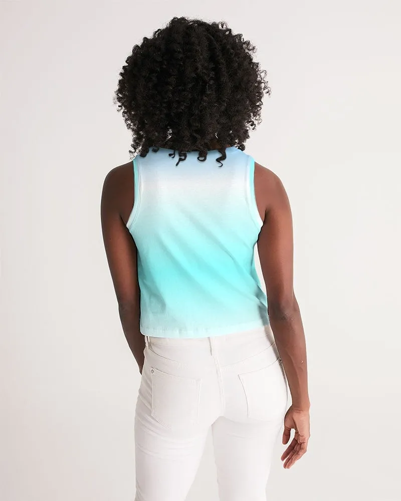 Ocean Blue Ombre Women's Cropped Tank Top