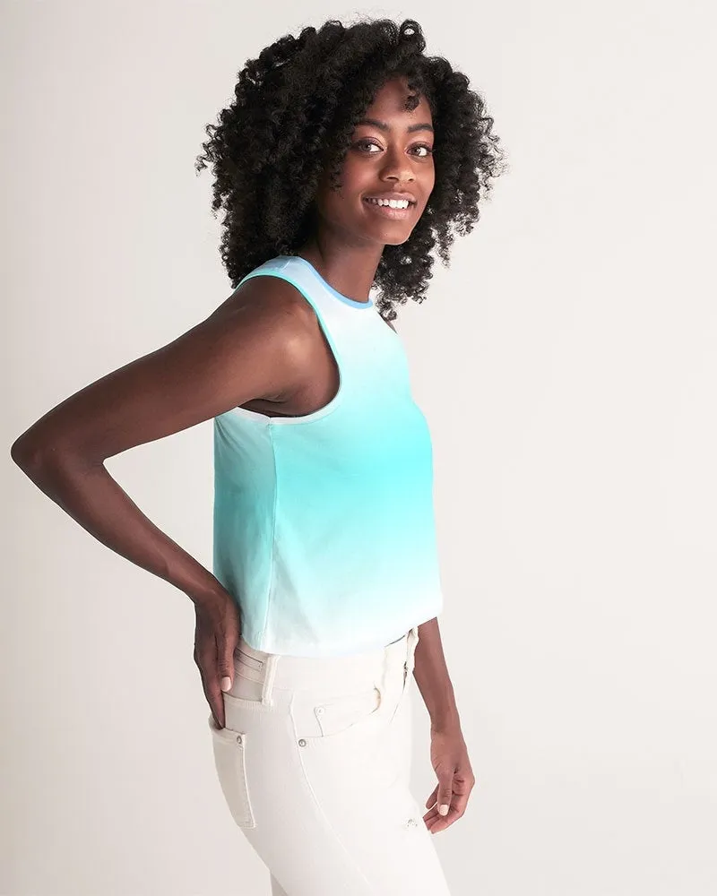 Ocean Blue Ombre Women's Cropped Tank Top