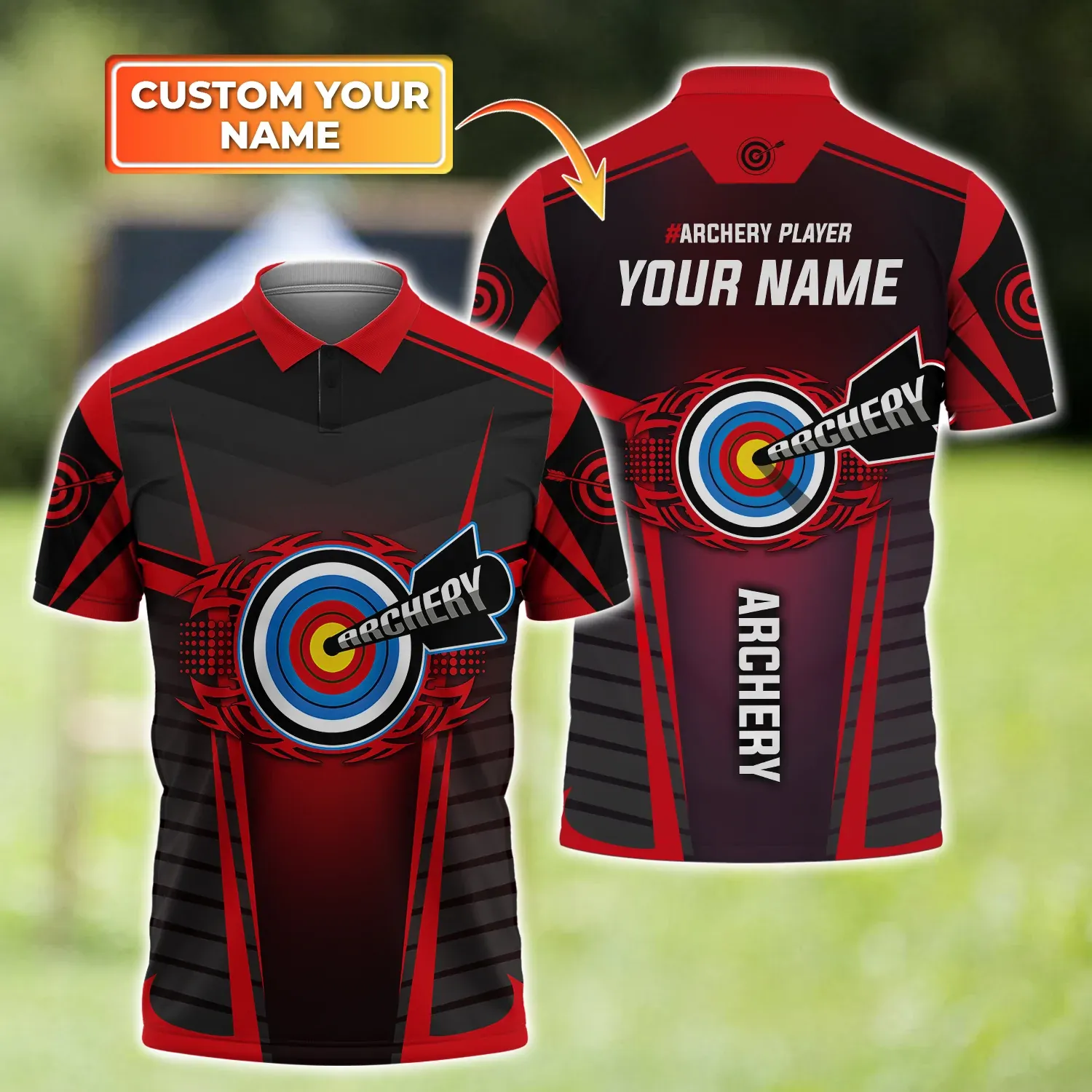 Personalized Archery Shirt Polo All Over Print For Men, Women, Archery Shirt, Birthday Gift for Archery Player