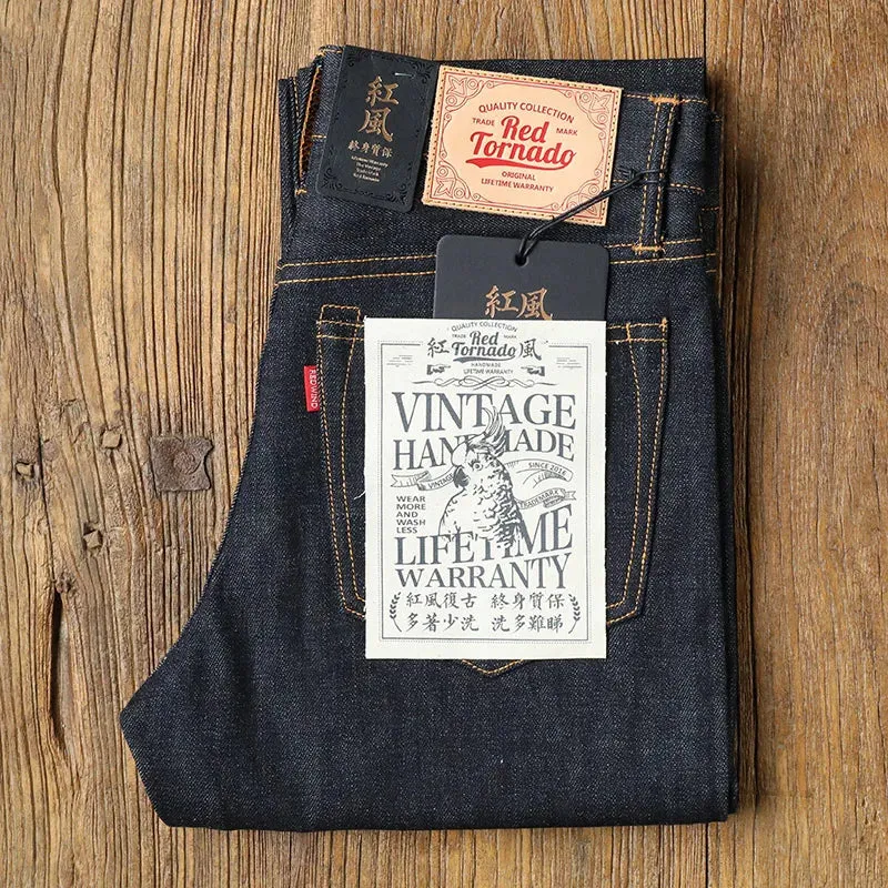 Red Tornado Slim Fit Men's Jeans 16oz Selvage Denim Pants Blue Onewash