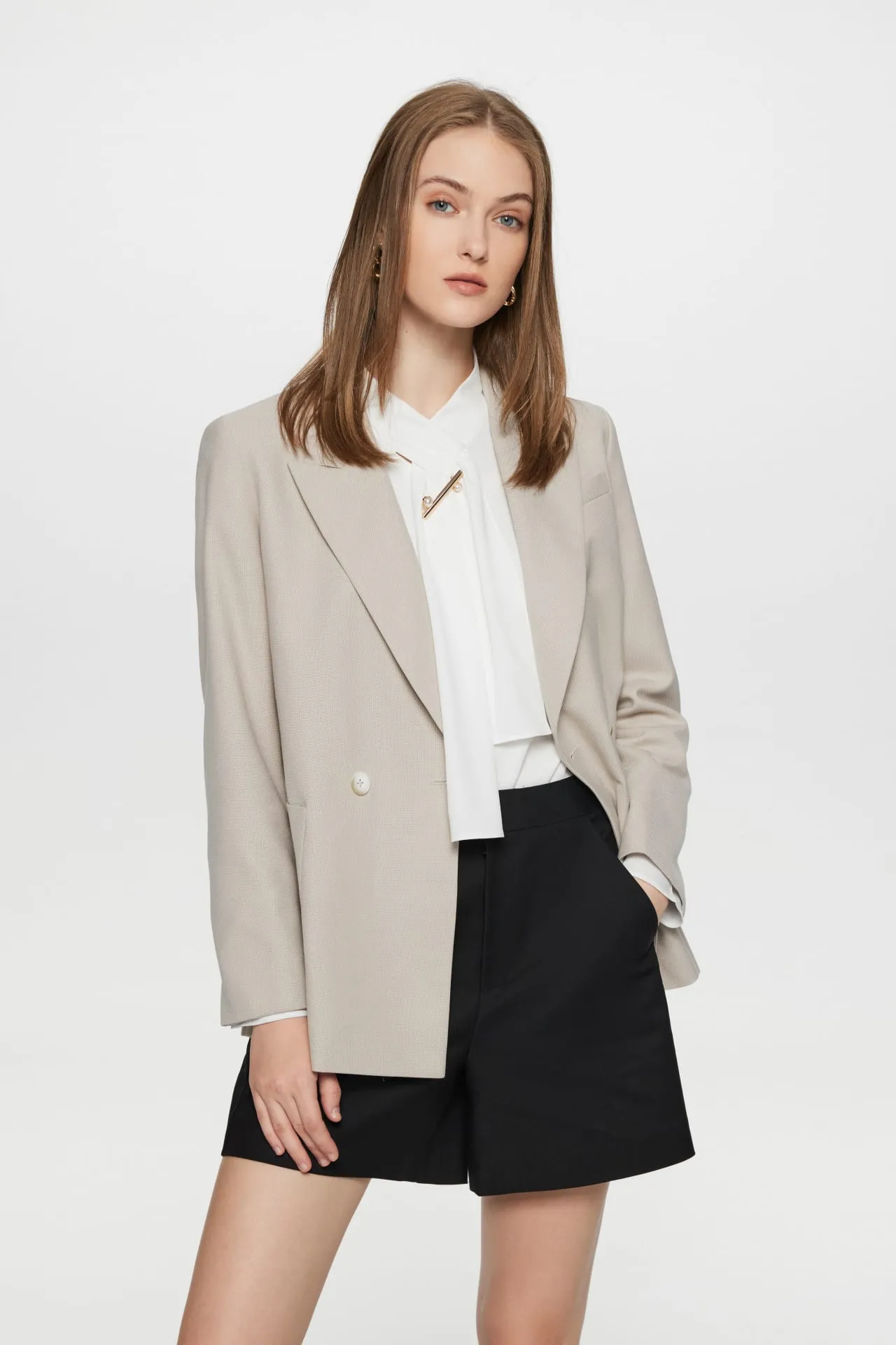 Riley Soft Touch Stretchable Blazer with Cloth Belt