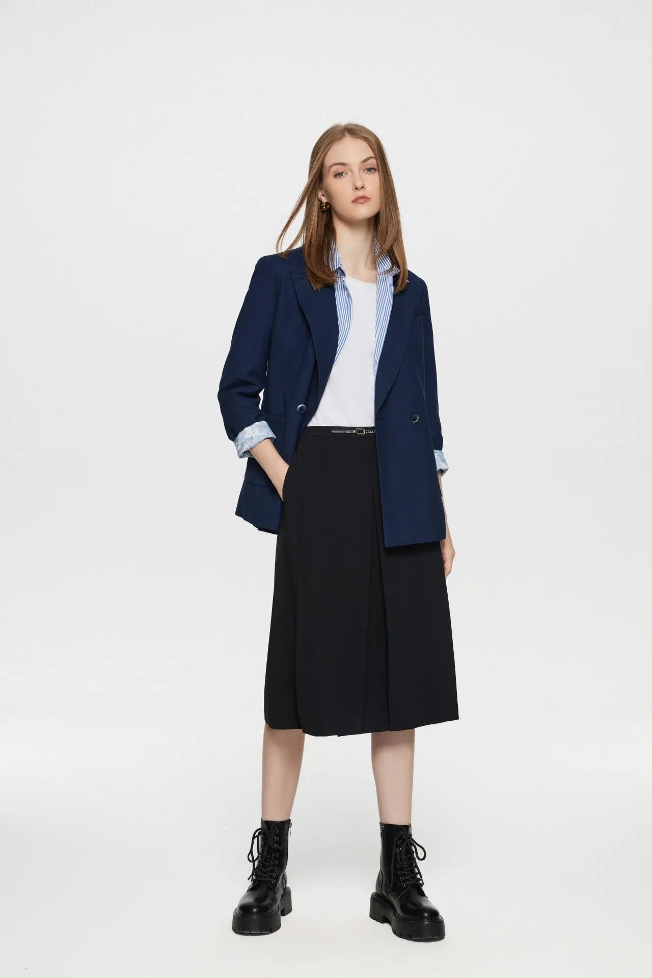 Riley Soft Touch Stretchable Blazer with Cloth Belt