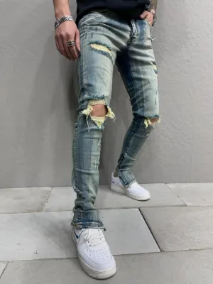 Ritte Slim Fit Ripped Jeans - Blue Y9