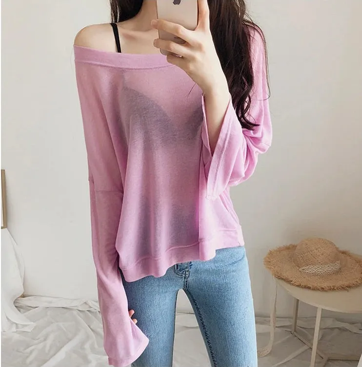 Spring Sexy Elastic Korean Style Skinny Slim Fit Long Sleeve Tops #2129