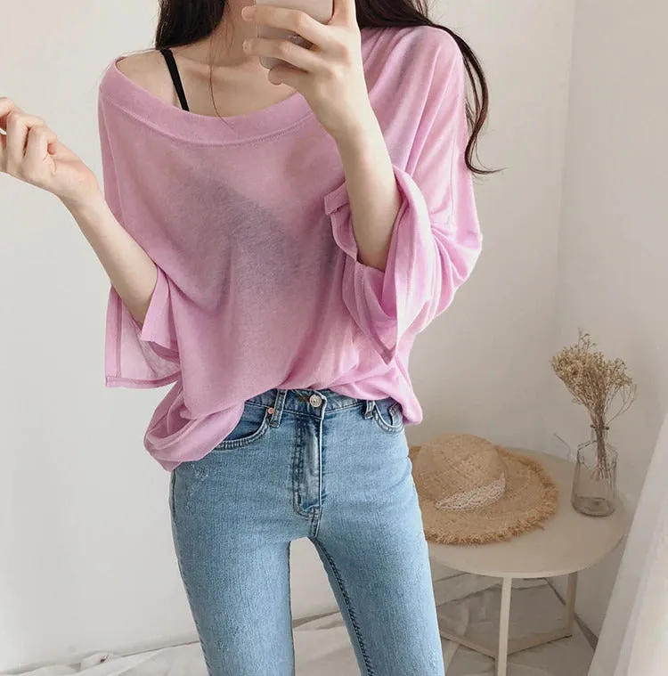 Spring Sexy Elastic Korean Style Skinny Slim Fit Long Sleeve Tops #2129