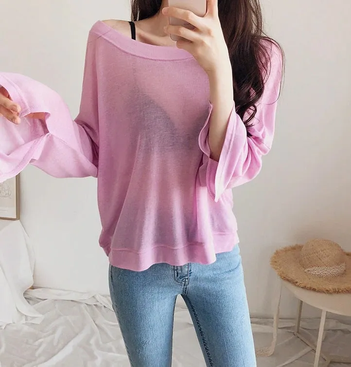 Spring Sexy Elastic Korean Style Skinny Slim Fit Long Sleeve Tops #2129