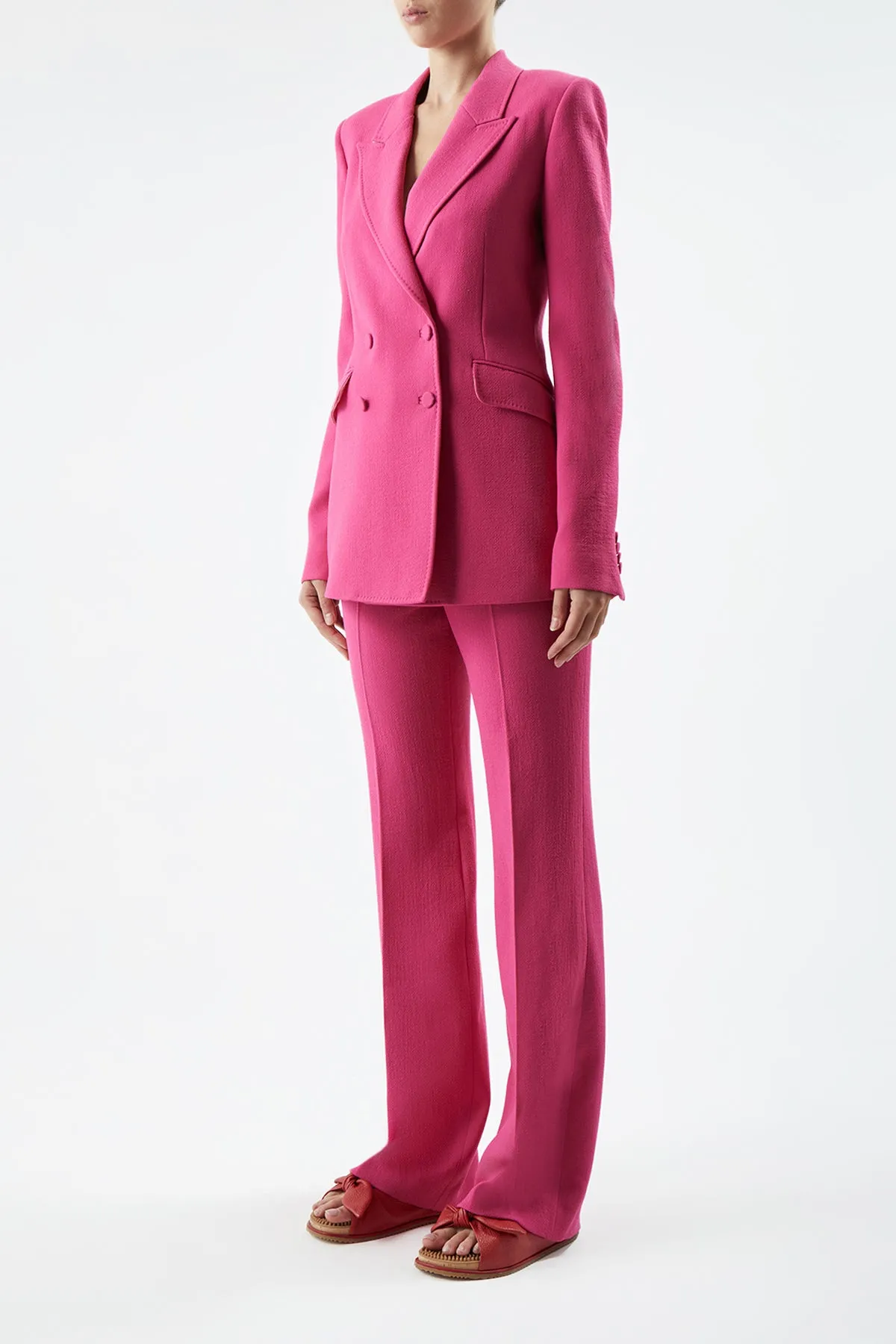 Stephanie Blazer in Fuchsia Virgin Wool Crepe