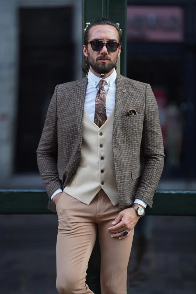 Thread Slim Fit Marled Brown Blazer