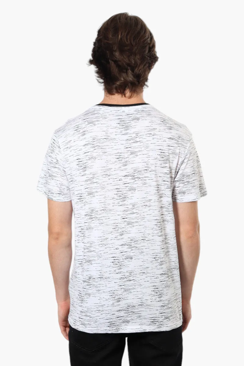 Urbanology Patterned V-Neck Henley Tee - White