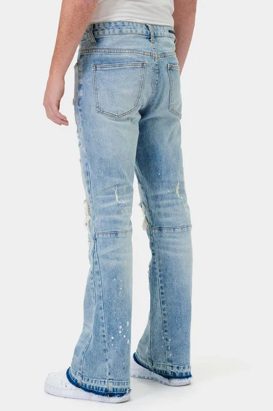 WICHO KNEE DESTROYED SLIM FLARE DENIM