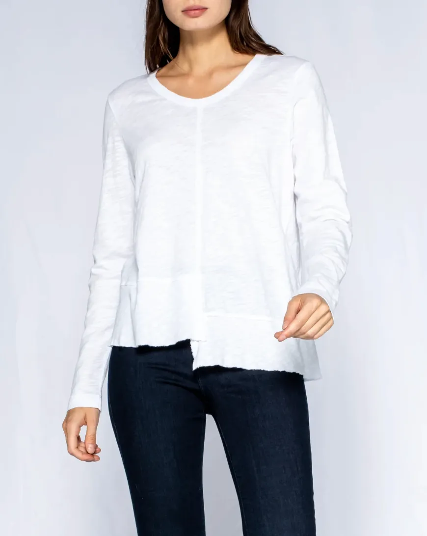 Wilt Round Neck Rib Styled Hem Lis Top In White