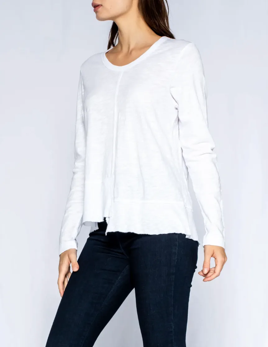 Wilt Round Neck Rib Styled Hem Lis Top In White